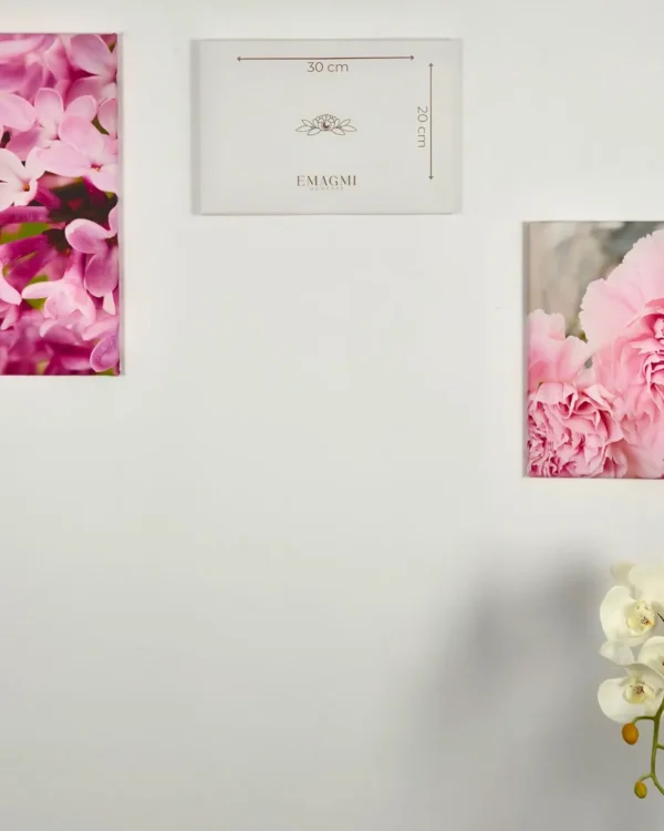 Fotoobraz na płótnie 30x20 cm z wymiarami w aranżacji na ścianie